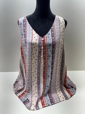 Cato Women’s Plus Sz Sleeveless Blouse Sz 22/24W Floral Lined Cottage Core VNeck